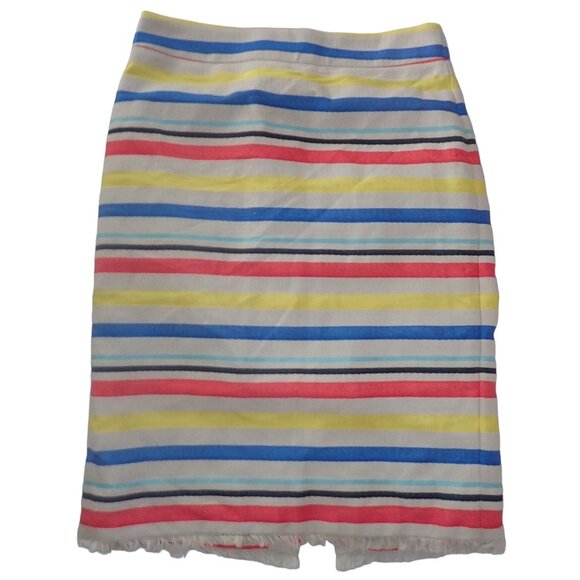 J. Crew Stripe Fringe Jacquard  Pencil Skirt Women 10 Preppy Retro Festival - Picture 1 of 6